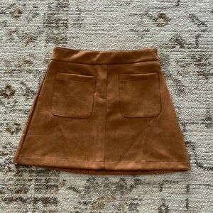 Brown suede mini skirt